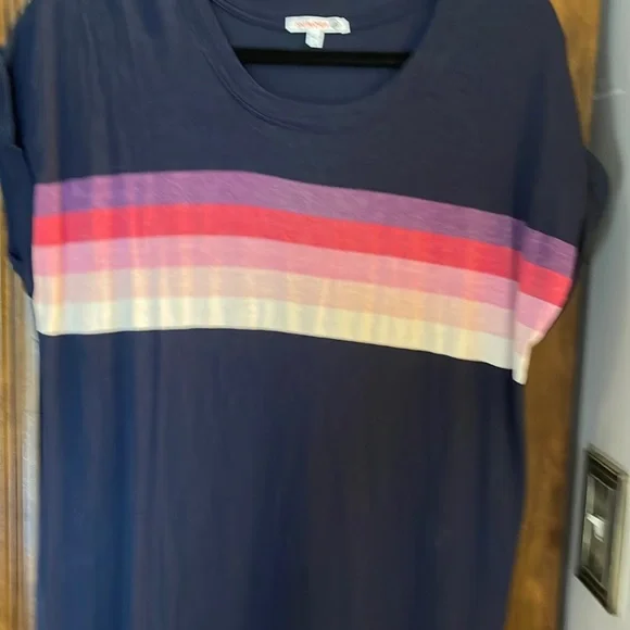 Sundry Navy Cotton Maxi Dress with Striping, Medium, EXCELLENT PLUS - Picture 4 of 9